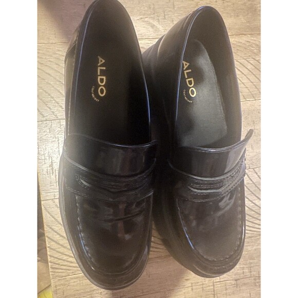 Aldo Shanna Loafer Black Patent Size 7.5 M Platform Lug Sole Worn Once - Picture 1 of 6
